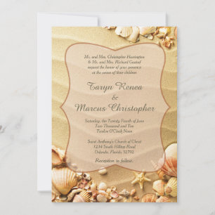 Seashell Beach Sand 5x7 Wedding Invitation