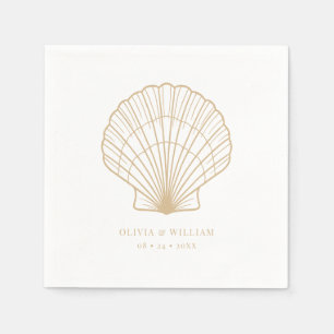 Seashell Beach Sand Beige Wedding Napkin