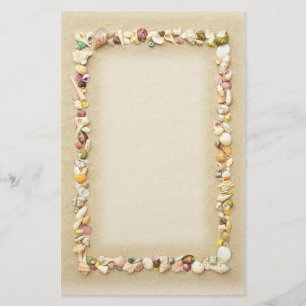 Seashell Beach Sand Border Stationery