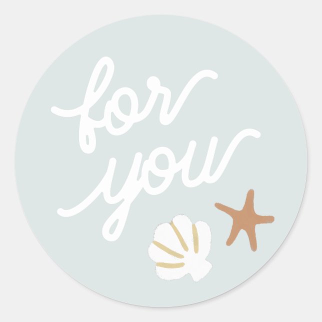 Seashell Beach Starfish Gift Invitation Envelope Classic Round Sticker (Front)