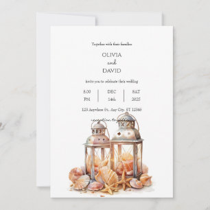 Seashell Beach Summer décor Lanterns Wedding  Invitation