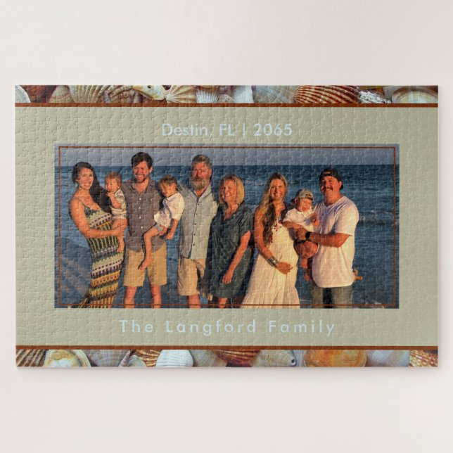 Seashell Beach Vacation Family Photo  Jigsaw Puzzle (Horizontal)