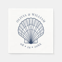 Seashell Beach Wedding Coastal Navy Blue 