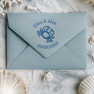 Seashell Beach Wedding Cute CRAB CUSTOM  Self-inking Stamp