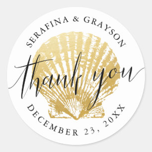 Seashell Beach Wedding Favour Invitation Stickers