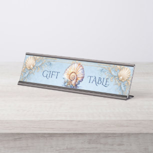 Seashell beach wedding gift table stand desk name plate