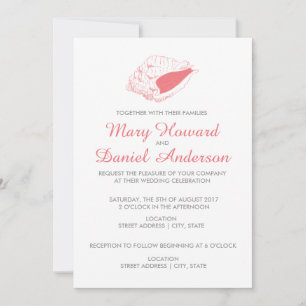 Seashell Beach Wedding Invitation (pink)