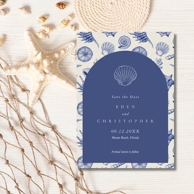 Seashell Beach Wedding Photo Save The Date (Seashell Beach Wedding Photo Save The Date)