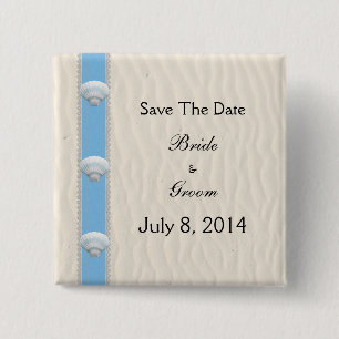 Seashell Beach Wedding Save The Date 15 Cm Square Badge