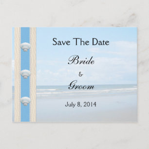 Seashell Beach Wedding Save The Date Announcement Postcard