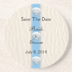 Seashell Beach Wedding Save The Date Coaster