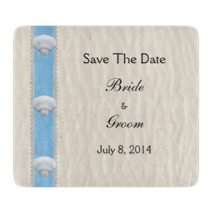 Seashell Beach Wedding Save The Date Cutting Board