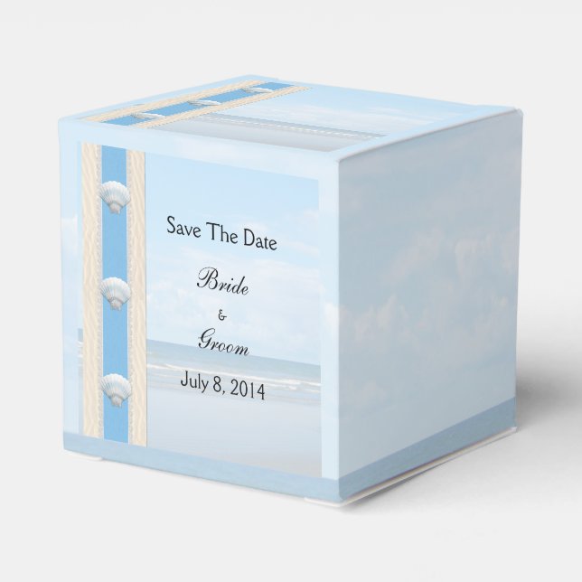 Seashell Beach Wedding Save The Date Favour Box (Back Side)