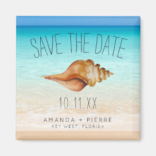Seashell Beach Wedding Save the Date Magnet
