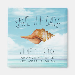 Seashell Beach Wedding Save the Date Magnet