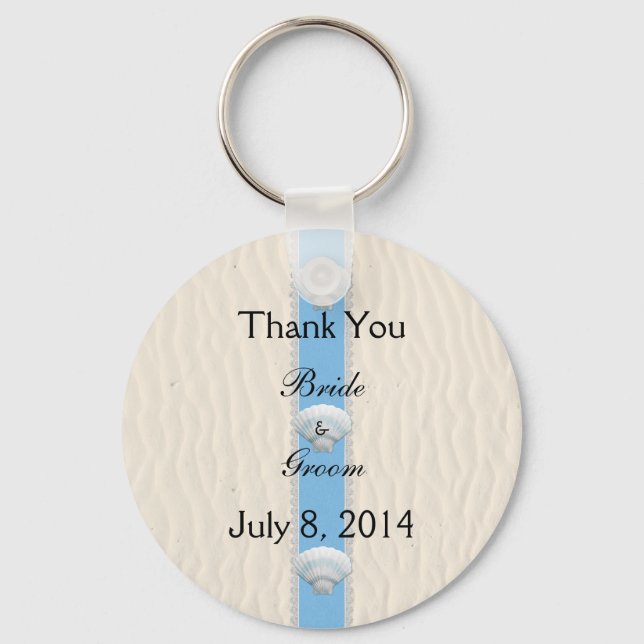 Seashell Beach Wedding Thank You Key Ring (Front)