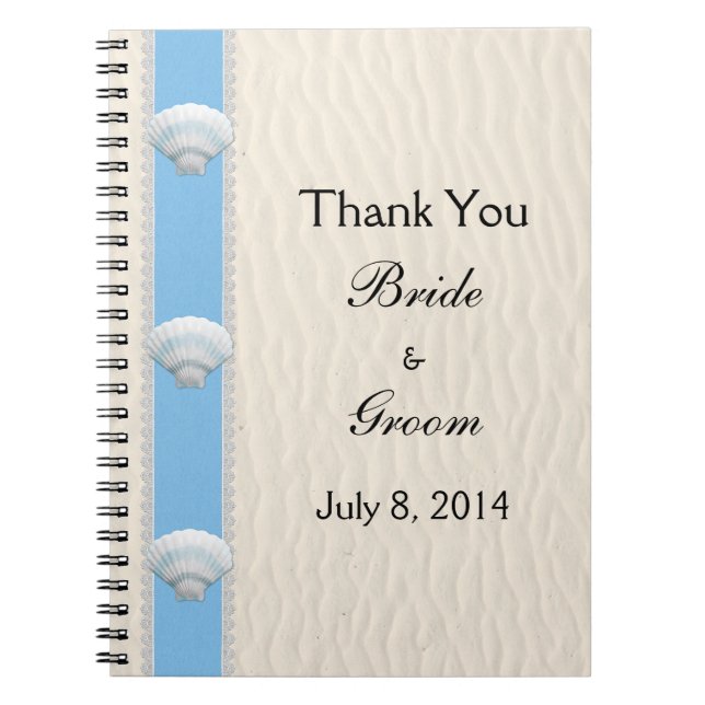 Seashell Beach Wedding Thank You Notebook (Front)