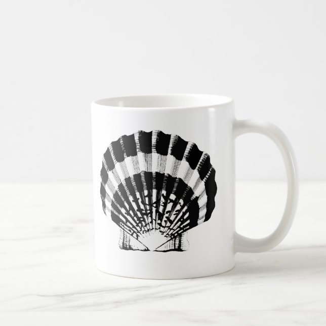 Seashell - black and white coffee mug (Right)