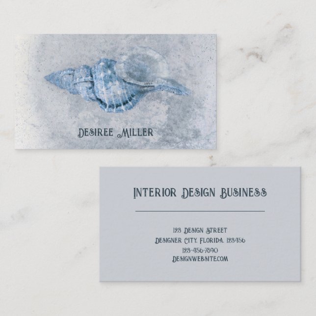 Seashell Blue Beach Theme Business Card (Front/Back)