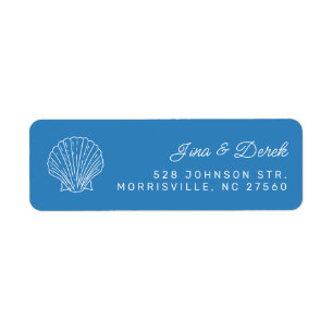 Seashell Blue Wedding Return Address