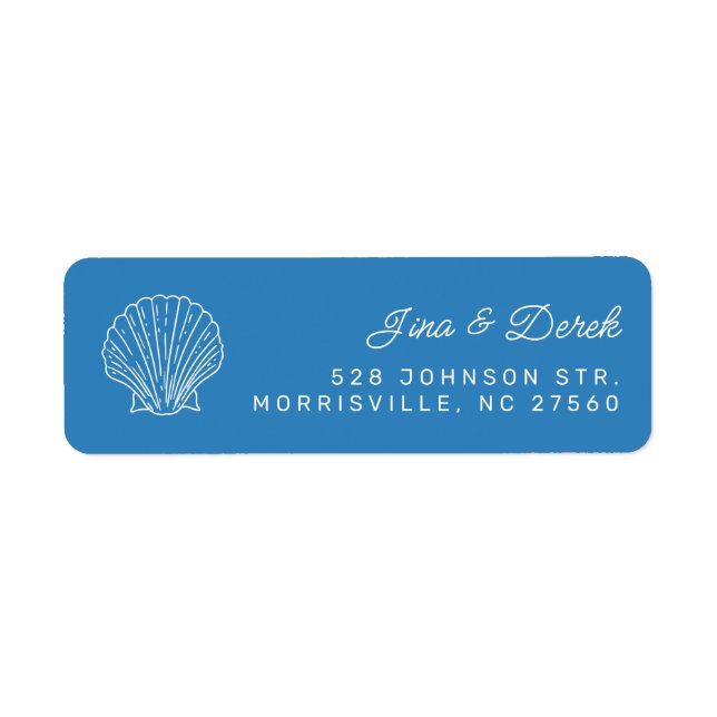 Seashell Blue Wedding Return Address (Front)