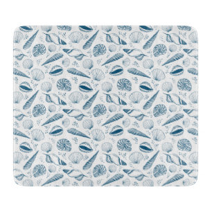 Seashell Blue White beach Cutting Board