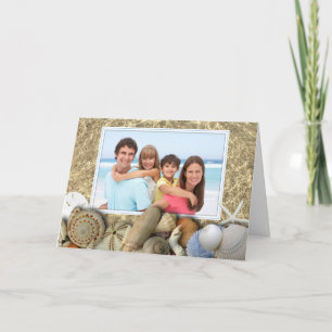 Seashell Border Family Photo Christmas Holiday Card