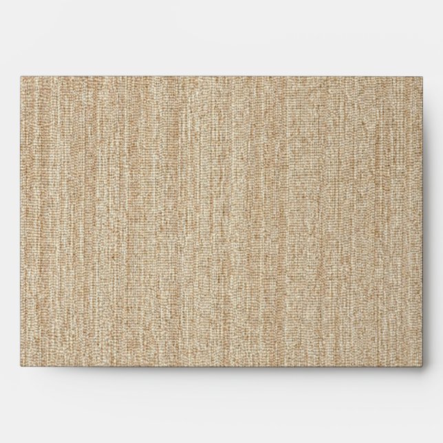 Seashell Border on Brown Weave Wedding Envelope (Front)