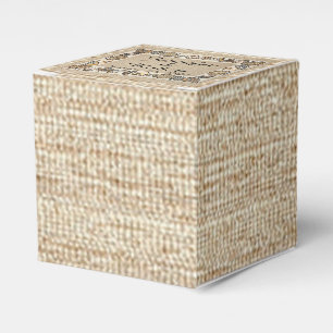 Seashell Border on Brown Weave Wedding Favour Box