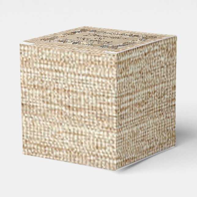 Seashell Border on Brown Weave Wedding Favour Box (Front Side)