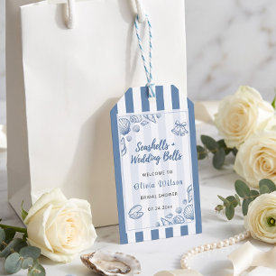 Seashell Bridal Shower Blue Nautical Custom Gift Tags