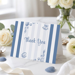 Seashell Bridal Shower Blue Nautical Custom Thank You Card