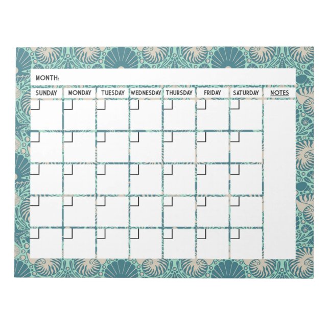 Seashell Calendar Notepad (Front)