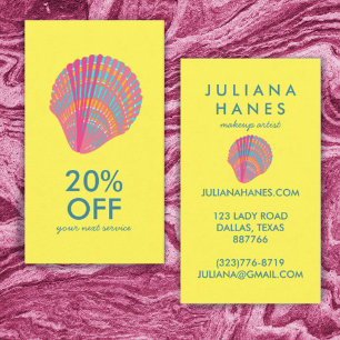 Seashell Chic Minimalist Beachy  Colourful  Discount Card