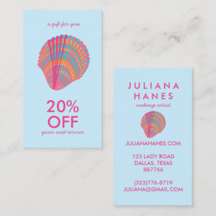 Seashell Chic Minimalist Beachy  Colourful Discount Card