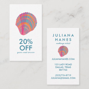 Seashell Chic Minimalist Beachy  Colourful Discount Card