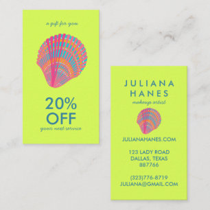Seashell Chic Minimalist Beachy Colourful Discount Card