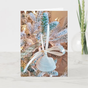 seashell Christmas ornament on tree Holiday Card