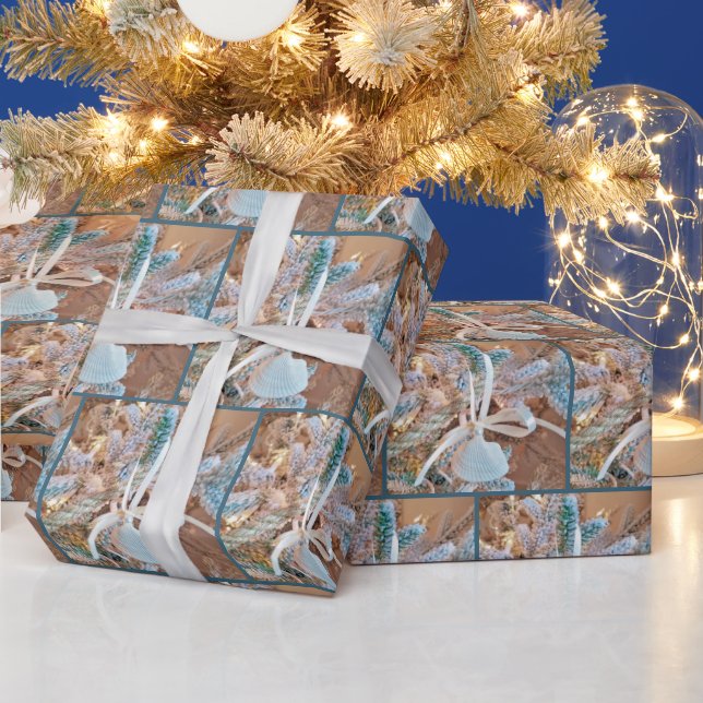 Seashell Christmas Ornament Wrapping Paper (Holidays)