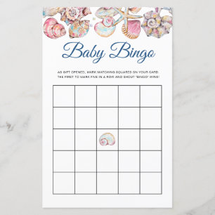Seashell Coastal Baby Bingo Game