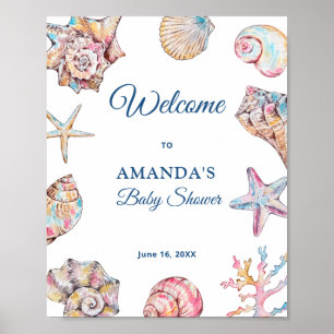 Seashell Coastal Baby Shower Welcome Poster