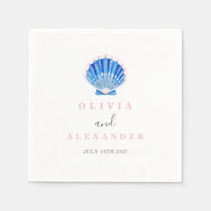 Seashell coastal beach wedding napkin
