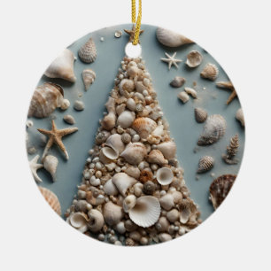 Seashell Coastal Christmas Tree Ceramic Tree Decoration