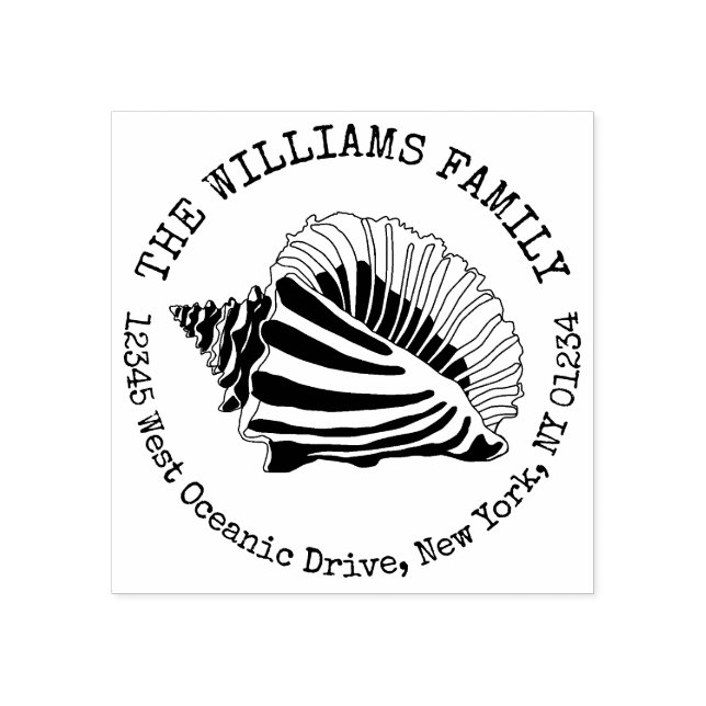 Seashell Coastal Create Your Own Return Address Rubber Stamp (Imprint)