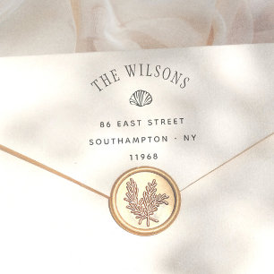 Seashell Coastal Elegant Return Address Rubber Stamp