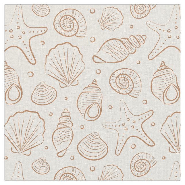 Seashell Coastal Nautical Boho Beach Neutral Cream Fabric (Close Up)