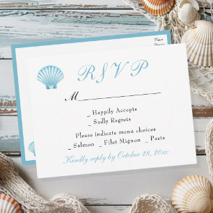 Seashell Coastal Romantic Summer Wedding RSVP Invitation Postcard