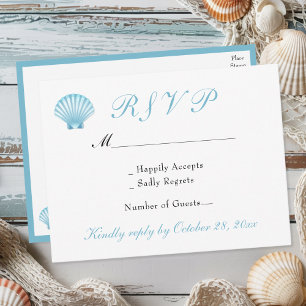 Seashell Coastal Romantic Summer Wedding RSVP Invitation Postcard