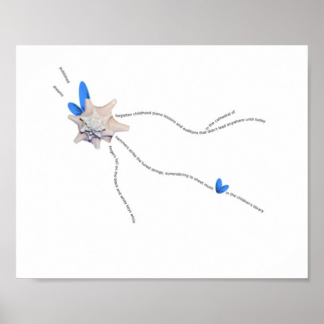 Seashell coastal whimsical conch piano poem poster (Front)