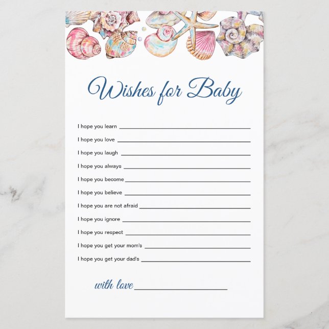 Seashell Coastal Wishes for Baby game (Front)
